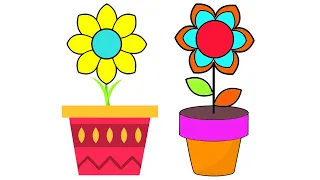 Joyful, Cute Flower Drawing and Coloring  for Kids and Toddlers