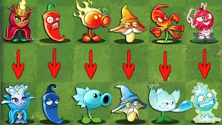 Pvz 2 Discovery - All Plants BLUE & RED same shape in Game