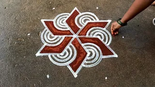 Vaigasi madham flowers padi kolam|easy rangoli|5*3 dots Begginers rangoli|Traditional Super rangoli