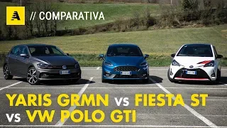 Polo GTI vs Fiesta ST vs Yaris GRMN | HOT HATCHES a confronto