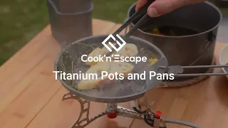 Review COOK'N'ESCAPE 1950ML Titanium Camping Pot & Pan Outdoor Cookset Open Fire Hiking Backpacking