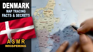 ASMR geography facts: Tracing DENMARK map outline with regions best known facts explained