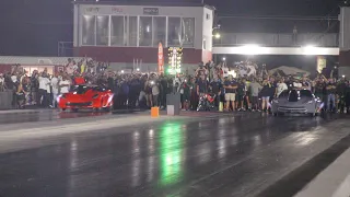 2 OF THE FASTEST 4.84 BORE SPACE BIG BLOCK  NITROUS CARS FINALLY GRUDGE RACED AND......