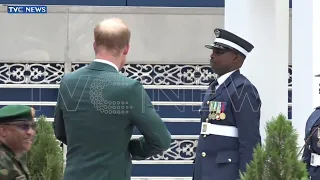 WATCH: Prince Harry, Meghan Arrive Defence Headquarters In Abuja