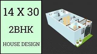 14 X 30 Small House Plan ll 420 Sqft House Design ll 14 X 30 Ghar Ka Naksha ll 14 X 30 House Design