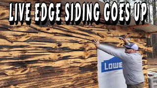 MILLING AND INSTALL LIVE EDGE SIDING | off-grid cabin, tiny house, build live edge siding, Tractor