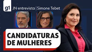 Simone Tebet responde sobre candidaturas de mulheres ao JN | Jornal Nacional | Eleições | g1