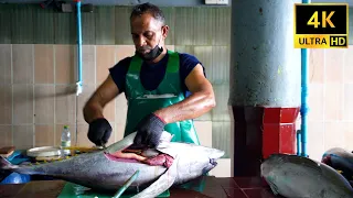 Fastest Tuna Cutting with Small Knife in Maldives 🇲🇻- Cutting 100 fishes a day - Maldives Food