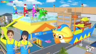 Ada Kolam Renang Baru Diatas Rumah Yuta Dan Mio, Ada Kapal Pororo Juga || Sakura School Simulator