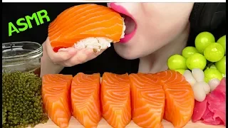 ASMR SALMON SASHIMI, SUSHI, SEA GRAPES, MUSCAT 연어회, 연어초밥, 바다포도, 샤인머스캣 먹방 EATING SOUNDS