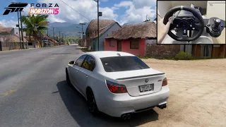 Forza Horizon 5 - BMW M5 V10 Brutal Race Exhaust | Test Drive (Steering Wheel) Gameplay