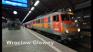 Wroclaw Main railway station. Polish trains PKP Intercity, Polregio, Lower Silesian Railways