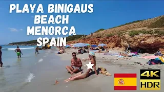 MENORCA Playa Binigaus Beach in August Walk beach in 4k / Best Beaches in Spain 3/4