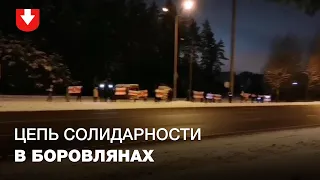 Люди стали в цепь солидарности в Боровлянах вечером 31 января