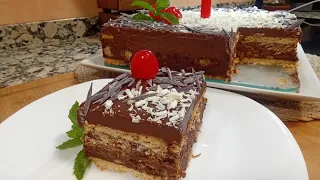 PASTEL DE CHOCOLATE Y GALLETAS (sin horno) muy fácil y es ideal para cumpleaños y celebraciones 🥳