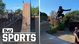 12-Yr-Old Skate Phenom Sky Brown Crushes 'Mega' Ramp W/ Tony Hawk After Scary Injury | TMZ Sports