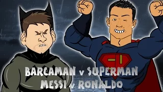 Messi vs Ronaldo: BATMAN v SUPERMAN (Cartoon Parody El Clasico 2016 Barcaman vs Superman)