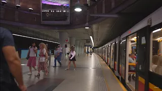Poland, Warsaw, 2X Metro ride from Centrum Nauki Kopernik to Plac Wilsona