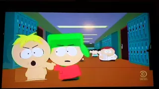 Butters jumps out of a window