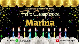 Feliz Cumpleaños Marina - Pastel de Cumpleaños con Música para Marina