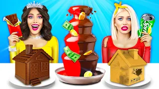 Desafio do Chocolate: Rico vs Pobre | 24 Horas de Guerra de Comida Com Chocolate por RATATA COOL
