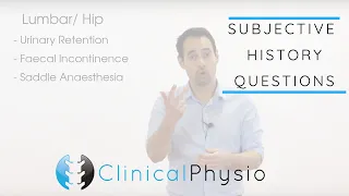 Special Questions for Subjective History | Clinical Physio