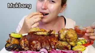 РЕБРА  БАРБЕКЮ ШАШЛЫК КУРА  ФРИ СОУСЫ МУКБАНГ АСМР | BARBECUE RIBS  KEBAB CHICKEN MUKBANG ASMR 먹방