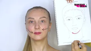 Урок по макияжу / "Коррекция по формам лица, техника, секреты, схема коррекции" / Эллин Святимова