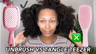 VIRAL Tiktok Unbrush VS Tangle Teezer Detangling Brush On Curly Natural Hair | Which Is Better