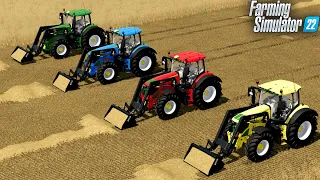 ONLINE COMPETITIVE ! TRACTOR OF COLORS ! STRAW FILLING RACE w/ FRONT LOADERS ! Farming Simulator 22