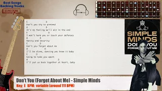 🎻 Don't You (Forget About Me) - Simple Minds Bass Backing Track with chords and lyrics