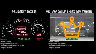 Peugeot RCZ R vs VW Golf 2 GTI 16V Tuned // 0-100 km/h