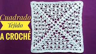 Cuadrado tejido a crochet/Carpeta a croché/Cómo tejer cuadrado a croché/Tapete/Granny square Croché