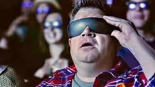 In a 3D movie theater, he accidentally uses 2D glasses and reveals a shocking truth