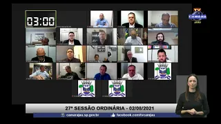 ÍNTEGRA 27ª Sessão Ordinária 2021 (Sessão virtual do dia 02/08/2021)