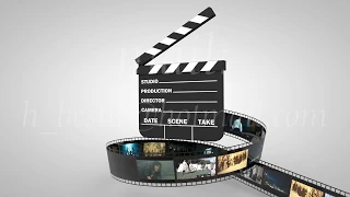 film strip and movie clapper animation