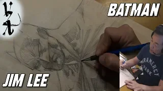 Jim Lee drawing Batman on Wood for Charity