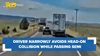 Oregon driver barely scrapes by in ill-conceived semi-truck pass attempt