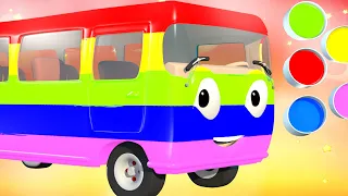 Learning Colors Song with Bus Painting - Finger Family & Nursery Rhymes for Kids
