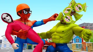 Scary Teacher Spider – Nick & Dednahype vs Giant  Siren Head City Knight Protect Miss T Animation