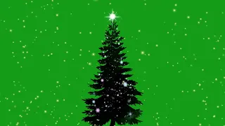 Christmas tree with a star on it and snow falling | Green Screen Library