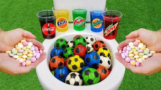 Football VS Fruity Mentos, Coca Cola Zero, Mtn Dew, Fanta, Yedigün, Fruko and Mentos in the toilet
