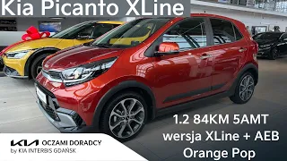 Kia Picanto XLINE [1.2 84KM 5AMT] wersja XLine + AEB w kolorze Orange POP | 4K