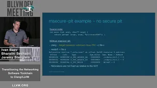 2019 LLVM Developers’ Meeting: “Transitioning the Networking Software Toolchain to Clang/LLVM”