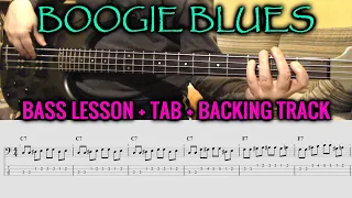 BOOGIE WOOGIE Bass Line Riff | TABS and BACKING TRACK | Lesson Tutorial BLUES BASS