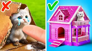 OMG! 🔍🤫🎀 I Built A Secret Room For My Kitten In A Dollhouse