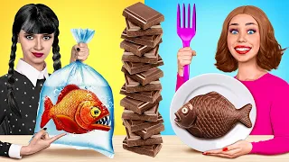 Real Food vs Chocolate Food Challenge with Wednesday Addams | Funny Moments by Multi DO Challenge