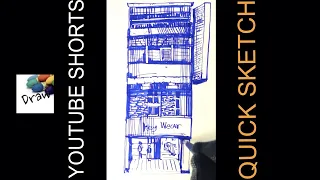 Daily Quick Sketch #16 | Old Building Fast Sketch | Quick Sketch Old Apartment in TAIPEI #shorts