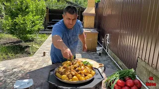 A dish for any occasion, a recipe for cooking chicken with potatoes, cauldron kebab