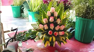 How To Make flower Arrangement with pink Rose